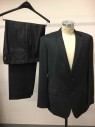 Mens, Suit, Jacket, HUGO BOSS, Charcoal Gray, Wool, Solid, 44R, 2 Buttons,  Notched Lapel, 3 Pockets, Single Breasted,