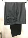 HUGO BOSS, Charcoal Gray, Wool, Solid, Flat Front, Button Tab,