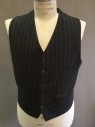 Mens, Suit, Vest, 1890s-1910s, M.T.O., Black, Gray, Wine Red, Wool, Stripes, 42, Button Front, 4 Pockets, 5 Buttons,