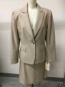 Womens, Suit, Jacket, Tahari, Beige, Cream, Polyester, Rayon, Stripes - Pin, 8, 1 Button, Single Breasted, Peaked Lapel, 2 Pockets,
