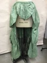 N/L, Lt Green, Gray, Polyester, Floral, Overskirt, Large Ruffles, Open Front, 3 Tiers, Hook & Eye Front
