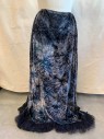 Womens, Historical Fiction Piece 3, MTO, Dk Teal, Blue, Dk Blue, Gray, Synthetic, Tie-dye, W28, UNDERSKIRT, Drawstring Waistband, Crushed Velvet Front