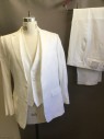 CALVIN KLEIN, White, Linen, Solid, JACKET, Notched Lapel, 2 Button Front, Pocket Flap,