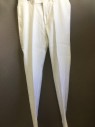 CALVIN KLEIN, White, Linen, Solid, PANTS, Flat Front, Zip Fly
