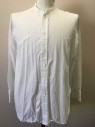 DARCY, White, Cotton, Solid, Long Sleeve Button Front, Band Collar,  No Pocket, Multiples,