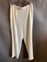 LILLIE RUBIN, Cream, Triacetate, Polyester, Solid, Full Leg Pant with Elastic at the Back Waist, with CB Zipper.