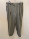 KENNETH COLE, Lt Olive Grn, Wool, Solid, Zip Front, Hook Closure, Pleated Front, 4 Pockets, Cuffed