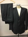 Mens, Suit, Jacket, MONTEFINO, Charcoal Gray, White, Wool, Stripes - Pin, 44R , Single Breasted, Notched Lapel, 3 Buttons,