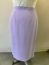 Womens, Suit, Skirt, NIGHT STUDIO, Lavender Purple, Polyester, Solid, Sz.18, Pencil Skirt, 1" Wide Self Waistband, Elastic Waist at Sides, Knee Length, Invisible Zipper in Back