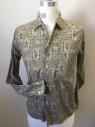 SHERATON, Beige, Almond, Blue, Black, Cotton, Polyester, Novelty Pattern, Long Sleeves, Button Front, Collar Attached, 2 Pockets, Bricks with Centurion with Fire, Double, See FC048281