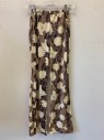 Womens, 1970s Vintage, Piece 2, Young Edwardian, Brown, Khaki Brown, Black, Gray, Polyester, Leaves/Vines , Reptile/Snakeskin, W24-26, Pants, Elastic Waist Band,