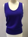 Womens, 1980s Vintage, Piece 2, ANTONELLA PREVE, Purple, Acrylic, Solid, B34, Knit Tank Top, Scoop Neck, Ribbed Knit Wide Waistband