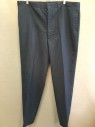 Mens, Suit, Pants, 1890s-1910s, MTO, Navy Blue, Gray, Wool, Cotton, Stripes - Pin, 40/33+, Button Fly,  Interior Suspender Buttons,