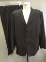 MTO, Chocolate Brown, White, Wool, Stripes - Pin, Single Breasted, 3 Buttons,  3 Pockets, Collar Attached, Peaked Lapel,