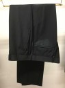 Mens, Suit, Pants, BAR III, Black, Wool, Solid, 33 I, 37 W, Flat Front, Button Tab,