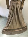 Womens, Dress, Piece 2, 1890s-1910s, MTO, Coffee Brown, Faded Black, Cotton, Stripes, W32, Solid Brown Boarder Double Stripe,
