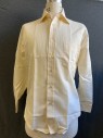 ANDRE ALAIN, Beige, Polyester, Cotton, Stripes - Vertical , Button Front, Collar Attached, 1 Pocket, Long Sleeves