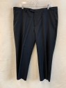 CARLO LUSSO, Black, Synthetic, Solid, Flat Front, Zip Fly, Tab Closure, 4 Pockets, 4" Hem
