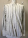 PRES DU CORPS, White, Navy Blue, Beige, Cotton, Stripes, White, Navy/ Beige Stripes, Button Front,  White Collar Band & French Cuffs, Old West, Multiple, *lightly Aged, Stained Collar