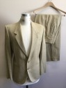 N/L, Khaki Brown, Wool, Linen, Herringbone, Single Breasted, Collar Attached, Notched Lapel, 3 Pockets, 2 Buttons