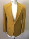 BOTANY 500, Mustard Yellow, Wool, Solid, Single Breasted, Notched Lapel, 2 Buttons, 3 Pockets, Beige Solid Lining, **Missing Both Buttons **Part of Set of Multiples