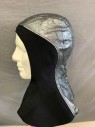 Unisex, Sci-Fi/Fantasy Headpiece, MTO, Black, Gray, Neoprene, Faux Leather, OS, Balakalava, Sliver-Gray Back is Cracking, Opens Center Front with Velcro
