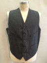 Mens, Suit, Vest, 1890s-1910s, NO LABEL, Gray, Wool, Heathered, 42, Button Front, 4 Welt Pockets, Elastic Back Loop,