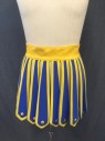 Unisex, Bottom, MTO, Blue, Yellow, Faux Leather, Foam, M/L, SPARTAN: Skirt, Wide Yellow Pleather Waist with Velcro Closure, Blue with Yellow Trim Tabs Hanging Down From Waistband, Gold Studs at Bottoms