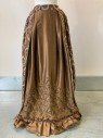 NO LABEL, Copper Metallic, Gold, White, Synthetic, Floral, Copper Beaded Front Panel, Gold Leaf Beading and Trim, Pleated