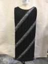 Mens, Historical Fiction Tabard, Black, Pewter Gray, Polyester, Metallic/Metal, Abstract , Stripes - Diagonal , Scoop Neck, Open Sides, Quilted, Jacquard, with Raised Chain Trimmed Diagonal Stripes, About 48" Long, Multiples,