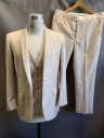 Tazio, Lt Beige, Wool, Solid, Notched Lapel, 2 Buttons, 3 Pockets,