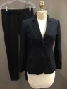 J CREW, Navy Blue, Wool, Stripes - Pin, Notched Lapel, Collar Attached,  2 Buttons,  2 Pockets,